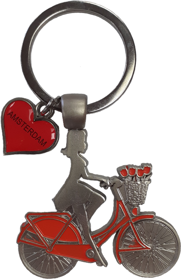 SLH-032 | Sleutelhanger | Damesfiets Zilver/Oranje Amsterdam