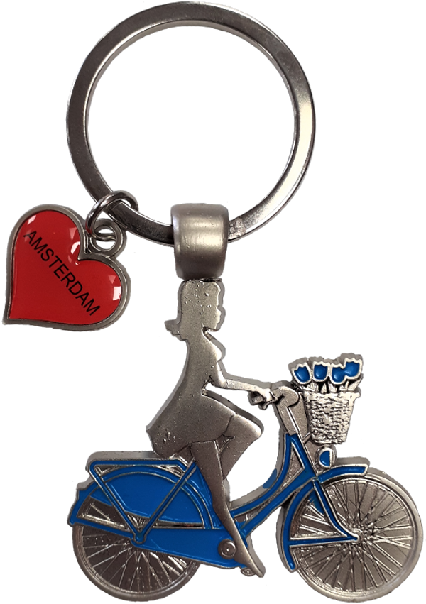 SLH-034 | Sleutelhanger | Damesfiets Zilver/Blauw Amsterdam