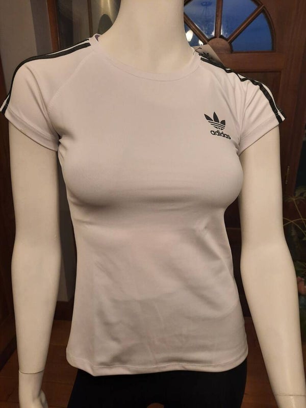 Ladies white / Lime Green Adidas T- Shirt