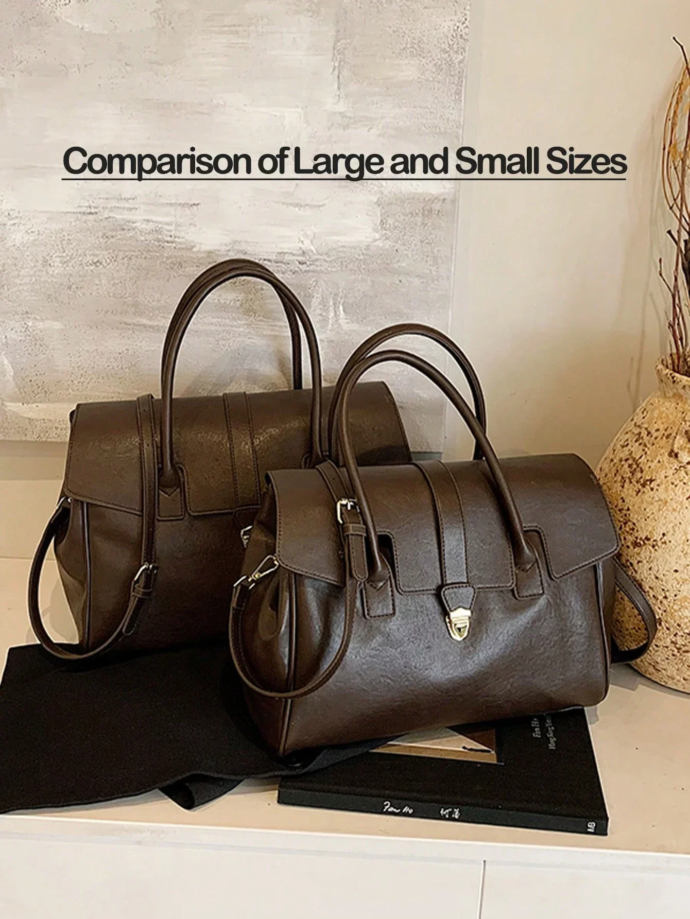 1 Pc Fashionable Business Retro Neutral Old Money Wind Belt With Lock Lock Flip Type Solid Color PU Leather