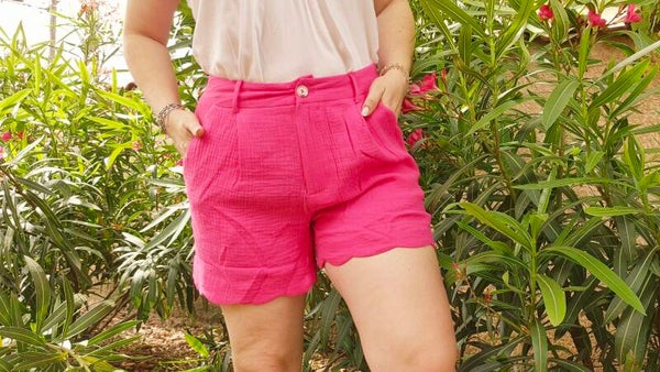 Short gaze de coton fushia