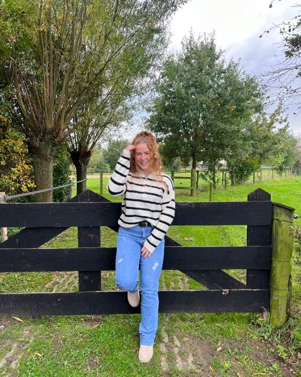 Knit zipper black/beige