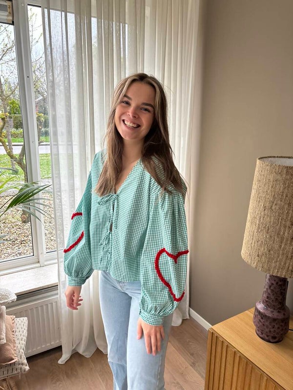 Blouse bow green Anna