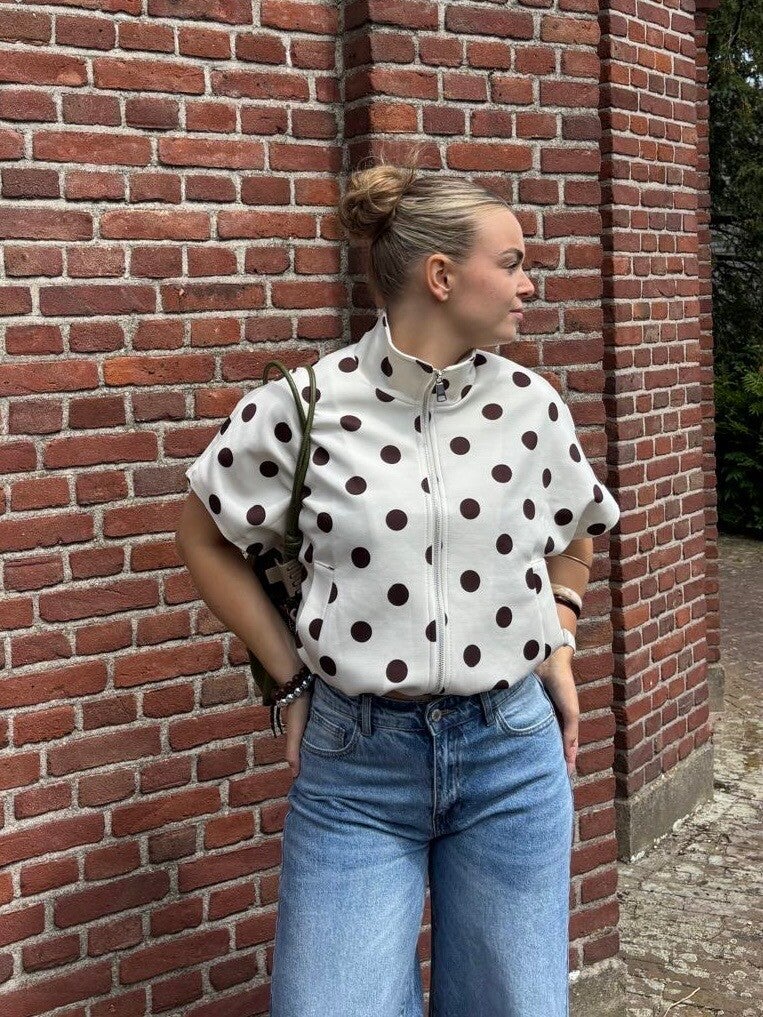 Polka Dot Zip Top