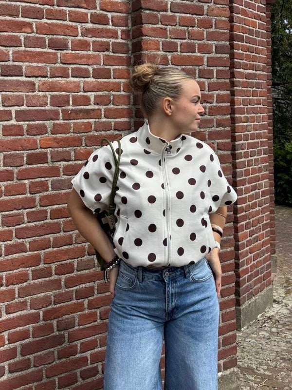 Polka Dot Zip Top