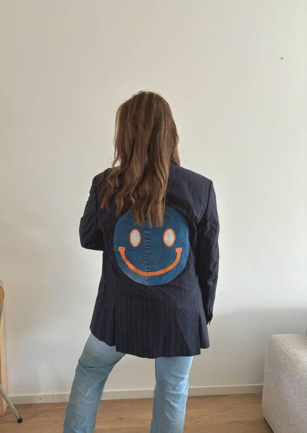 Vintage blazers blauw striped