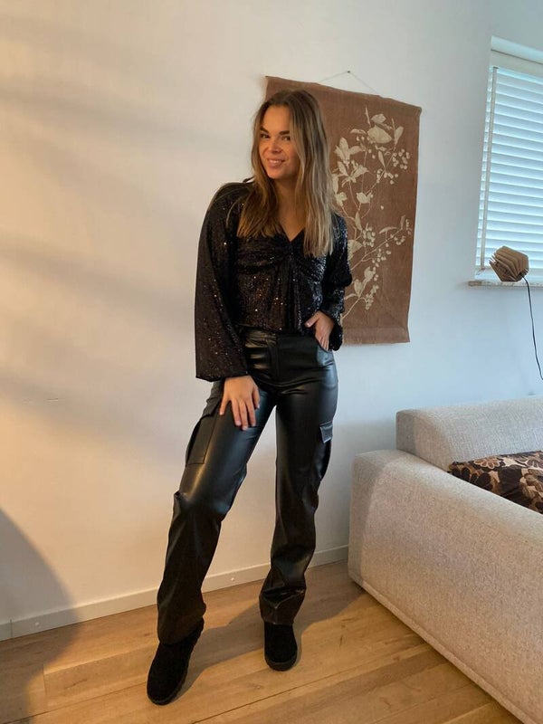 Top glitter zwart
