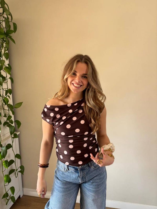 Bella Polka Top brown/roze