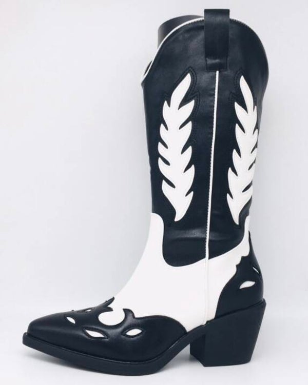 Cowboy boots zwart/wit lotte