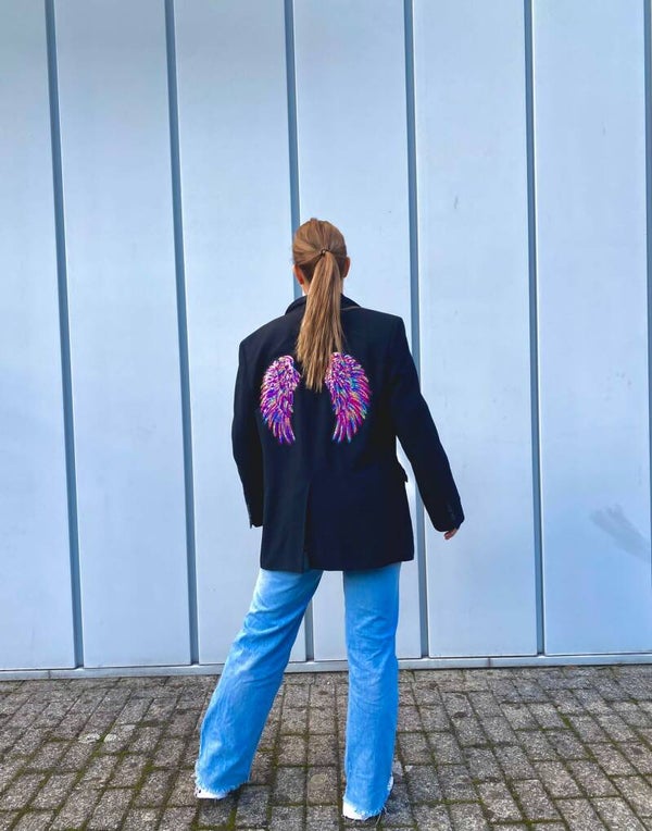 Vintage blazer black vleugels