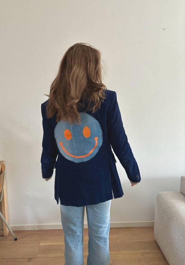 Vintage Blazer ribstof blauw