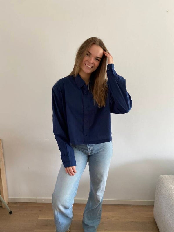 Vintage blouse donker blauw