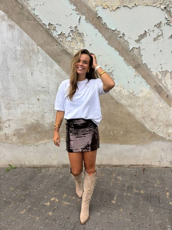 Sequin Party Skirt bruin