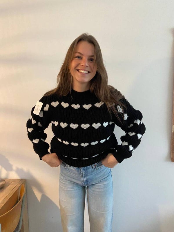 Hearts sweater black/beige