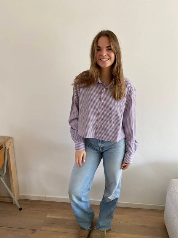 Vintage blouse blauw/rood