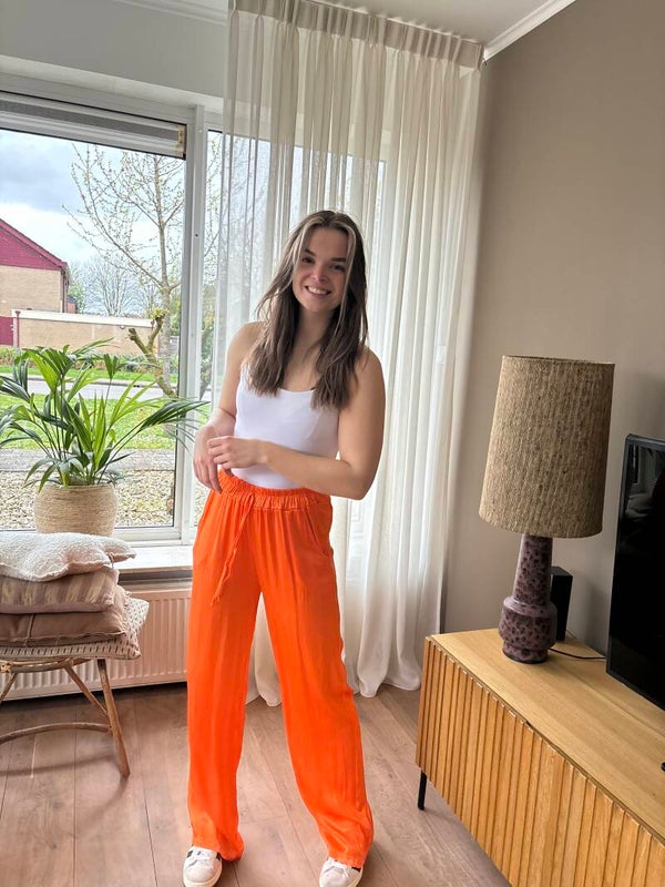Satin pants oranje