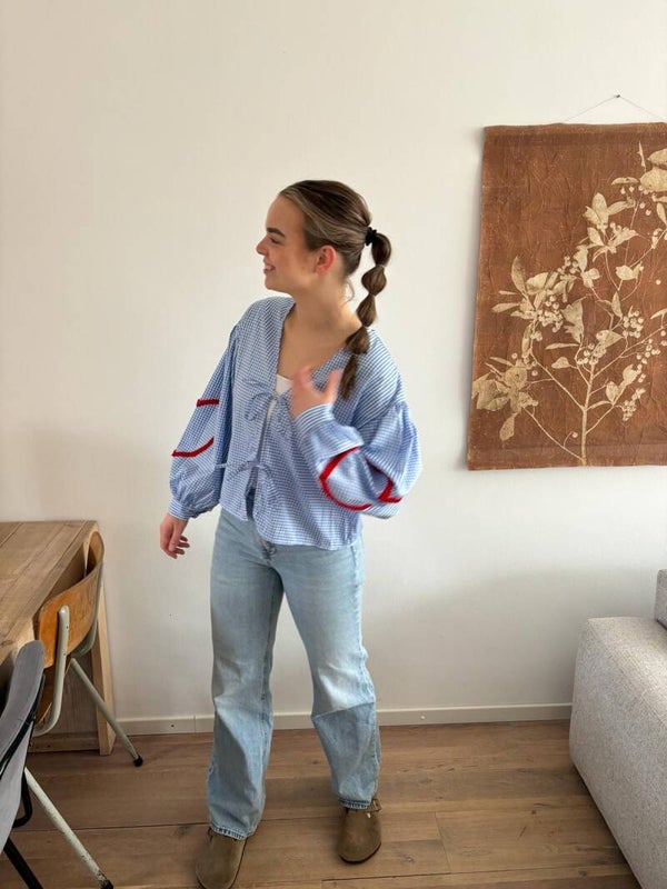 Blouse bow blue Anna