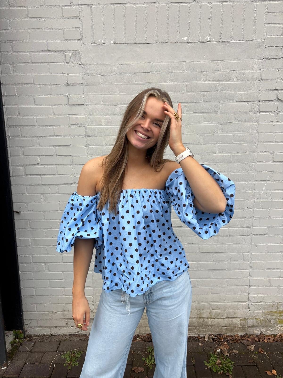 Belle Dot Blouse blue