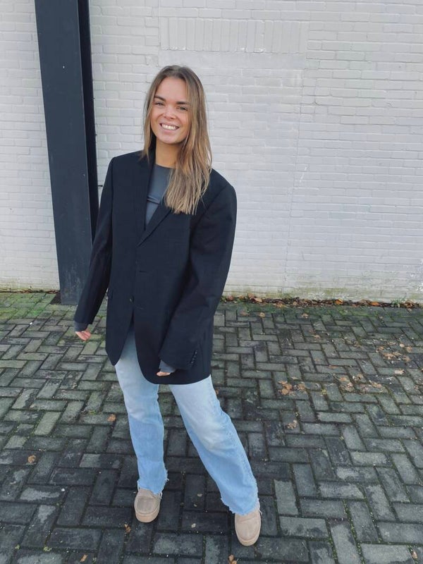 Vintage blazer stipend black /roze