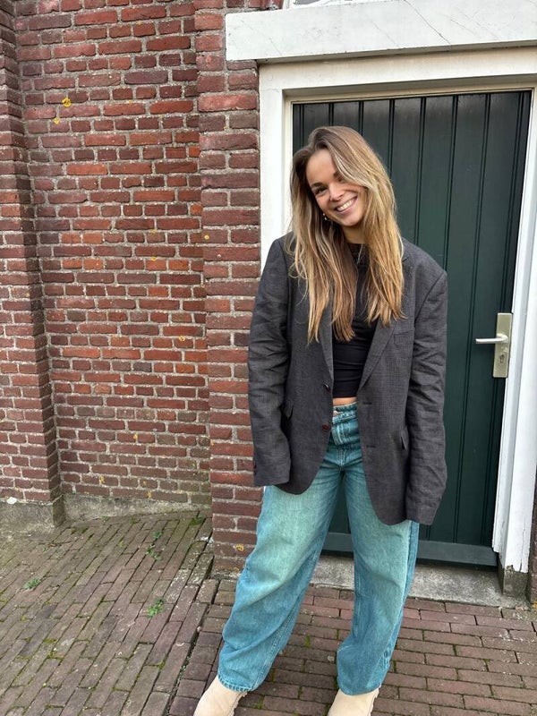 Vintage blazer #11 Bruin/ Grijs geblokt