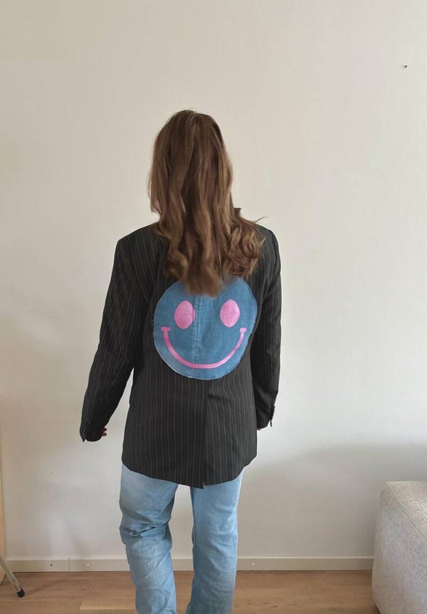 Blazer zwart/camel striped