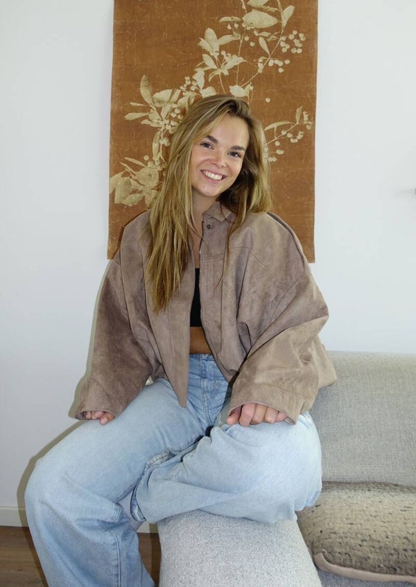 Suede Oversized Jacket – Taupe