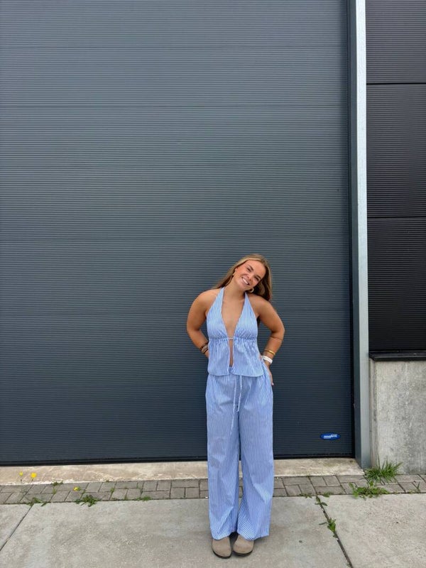 Two piece gestreept blauw/wit