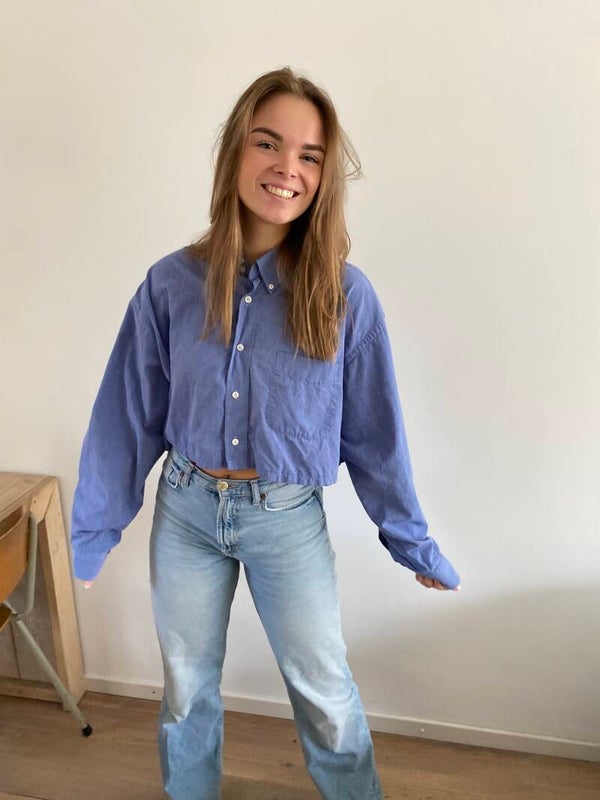 Vintage blouse jeans blauw