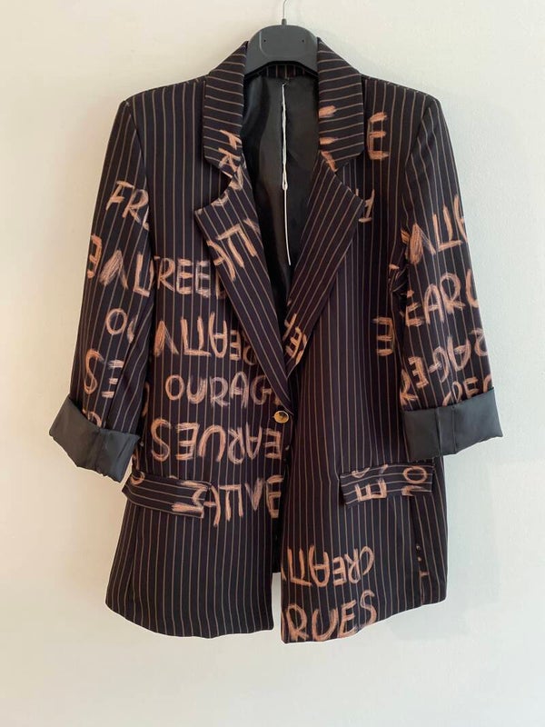 Blazer zwart/camel gestreept