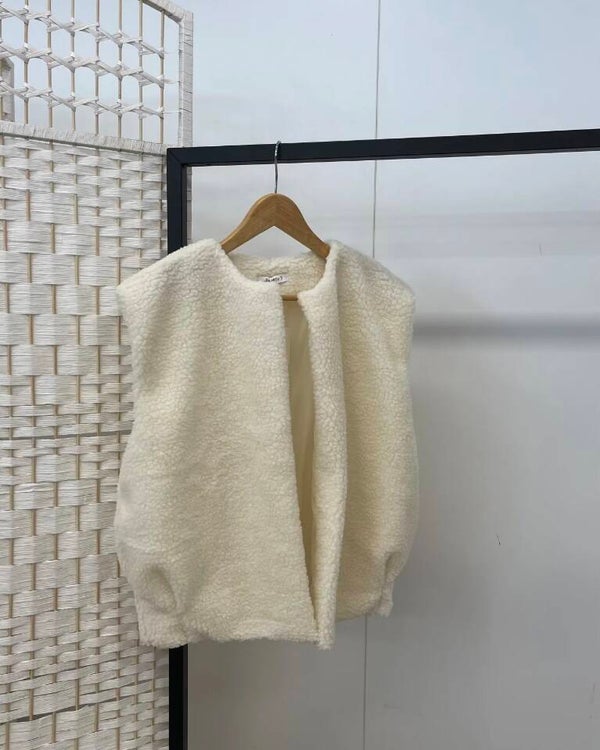 Teddy gilet off white