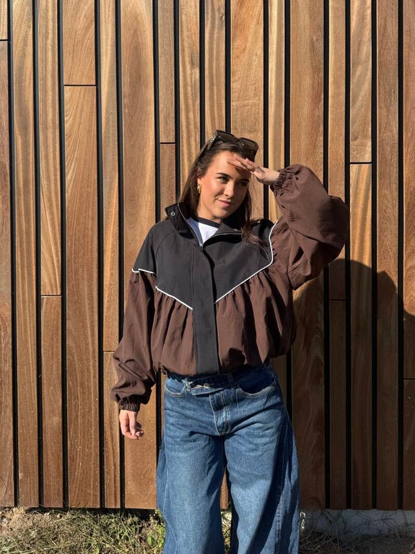Mila Colorblock Jacket – Brown