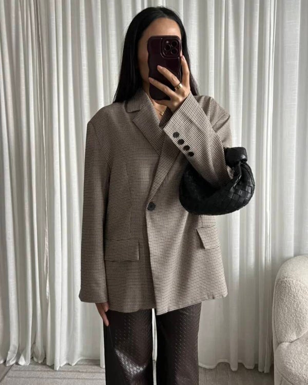 Oversized checkered blazer Brown
