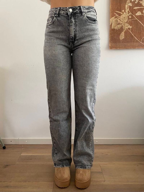 Destroyed wide leg jeans grey