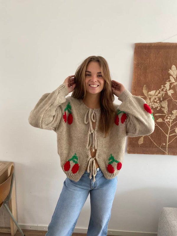 Vest bow cherry taupe