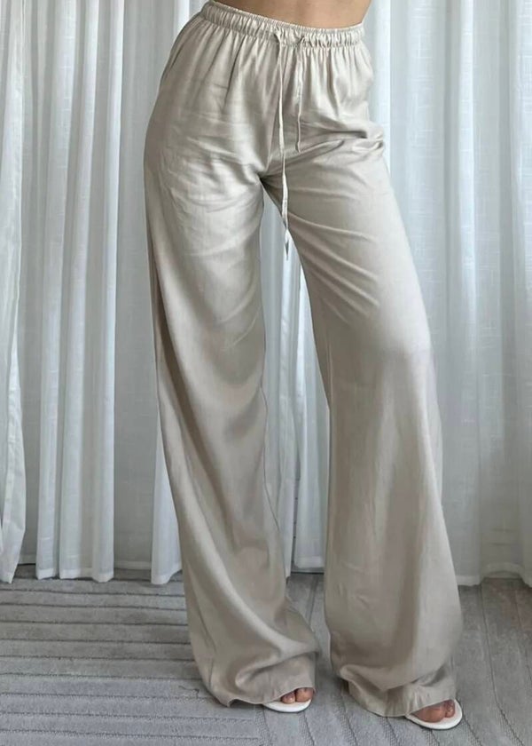 Linen Bliss Pantalon Beige tall fit