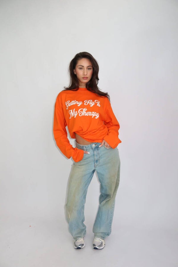 LONGSLEEVE "GETTING FLY IS MY THERAPY" - ORANJE