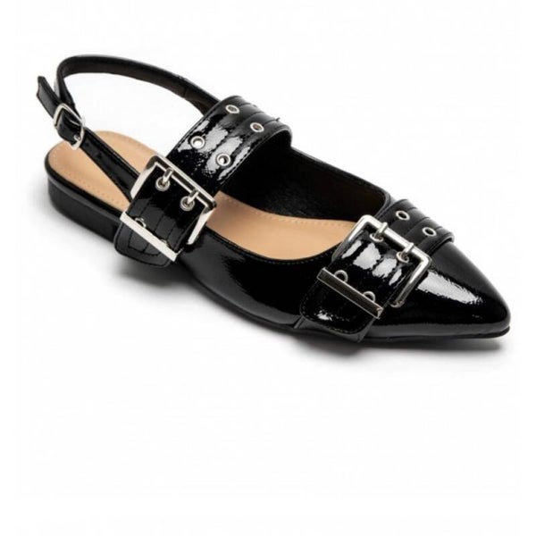 Chunky buckle ballerina zwart
