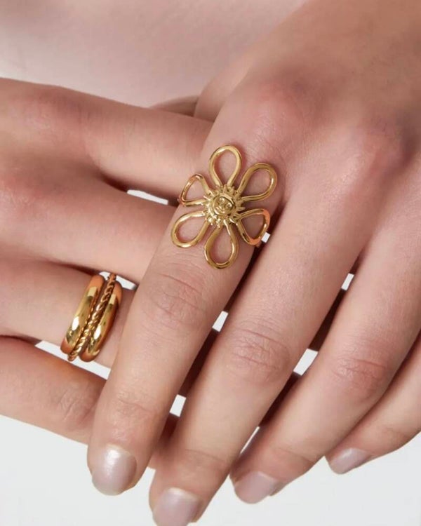 Golden Flower Statement Ring