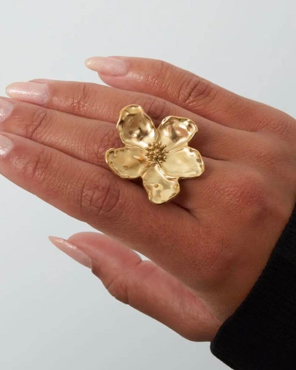 Golden Bloom Statement Ring