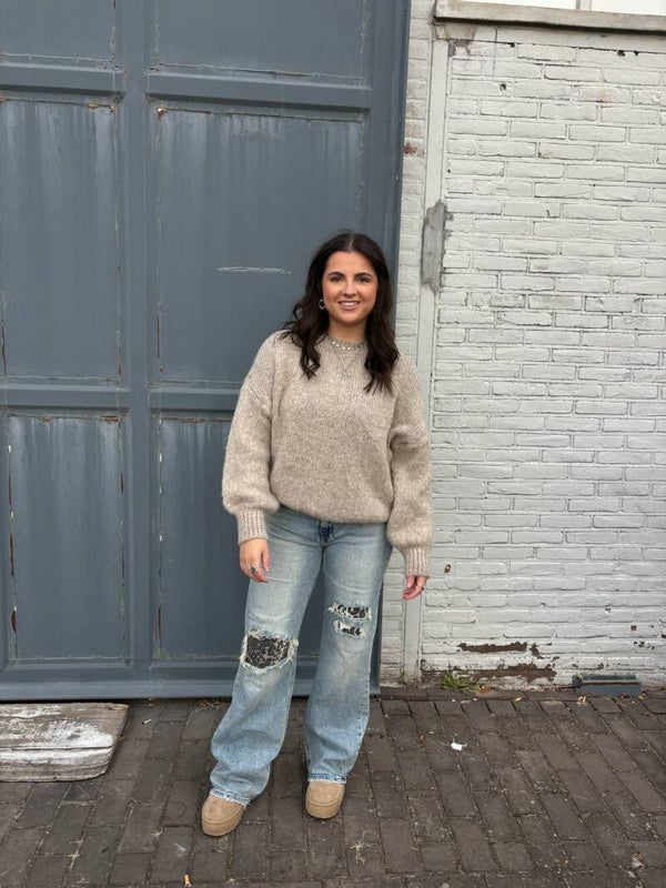 Wide leg jeans leopard