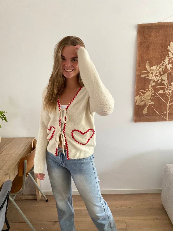 Anna vest hartje beige