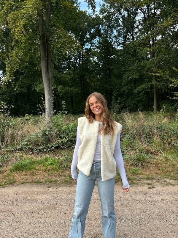 Teddy gilet off white