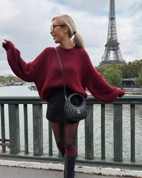 Knit Cozy wine red