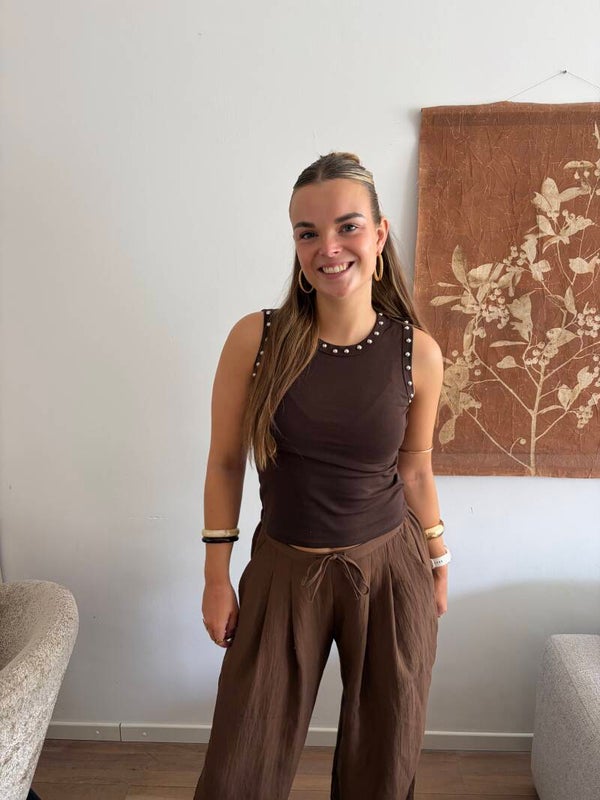 Studded Chic  Top brown