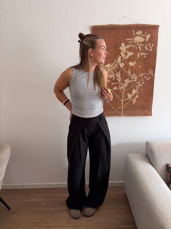 The Essential Wide Pants Black tall fit
