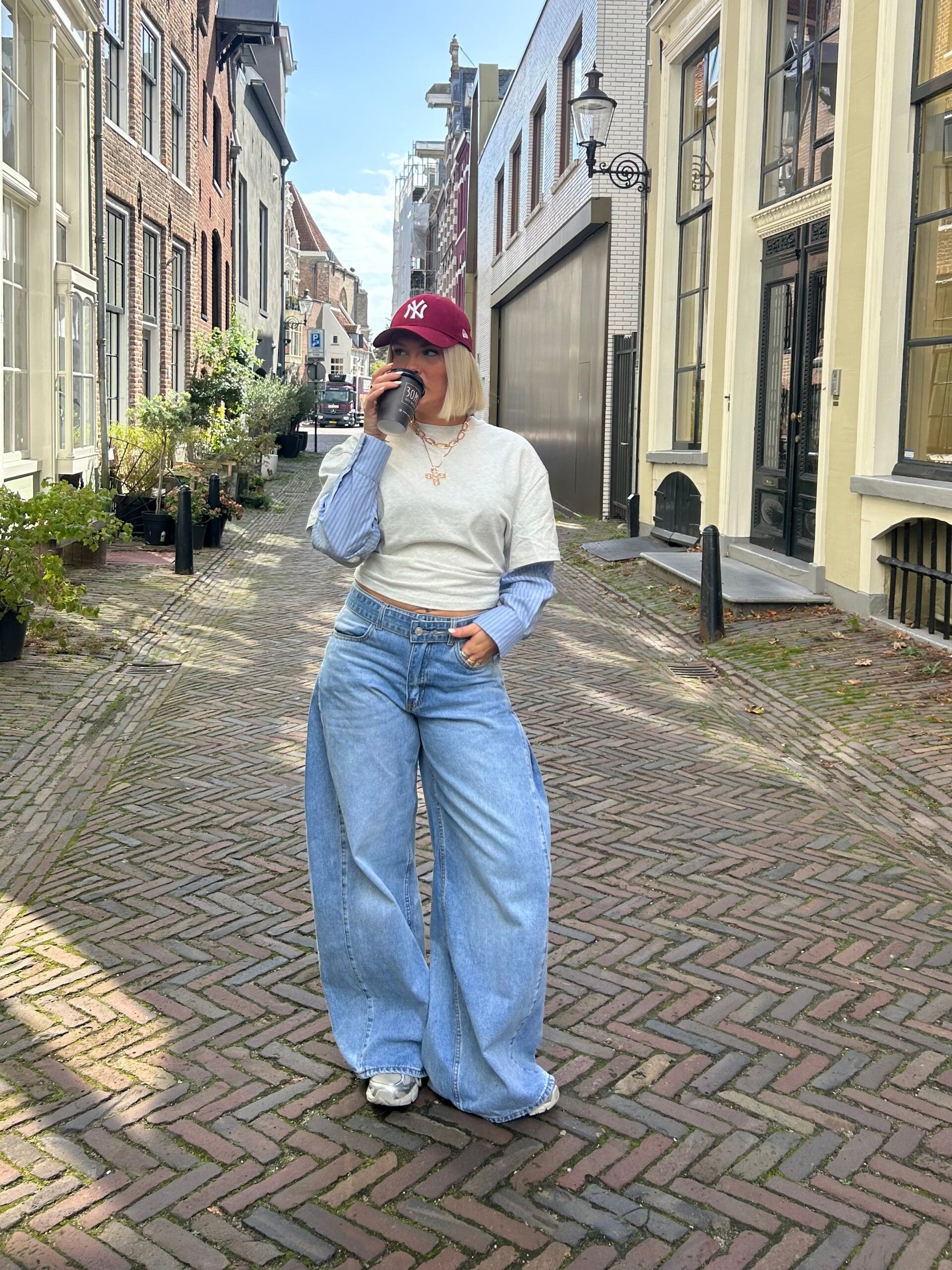 Layered Stripe Tee – Light blue
