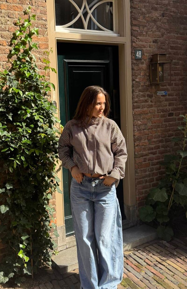 Gingham Bomber Jacket – Brown