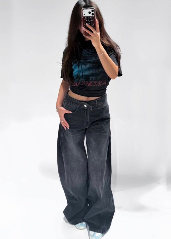 Baggy Wide Leg Jeans Grey