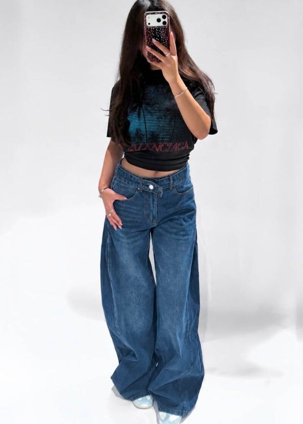 Baggy Wide Leg Jeans dark blue
