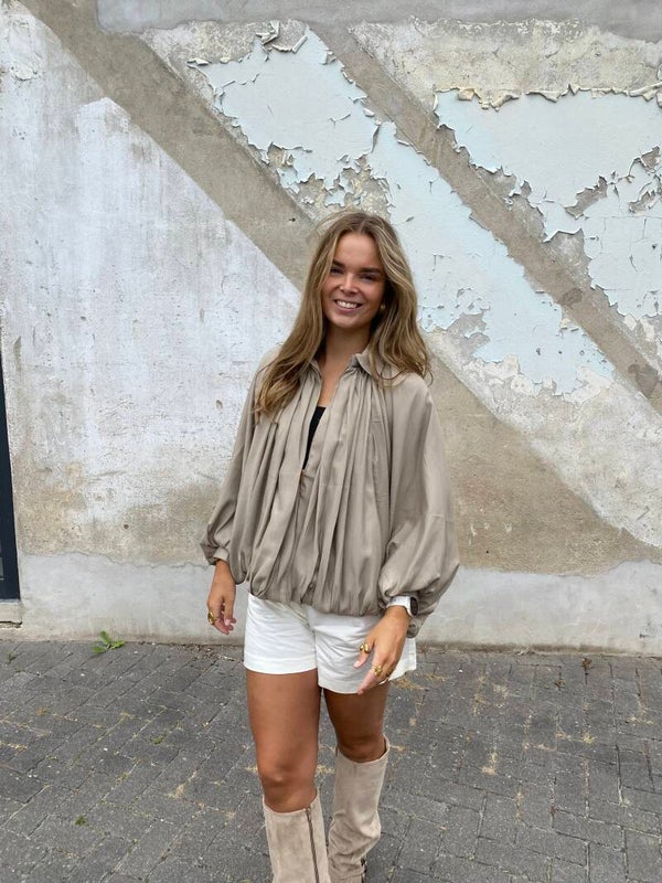 Satin Flow Blouse/ jacket brown